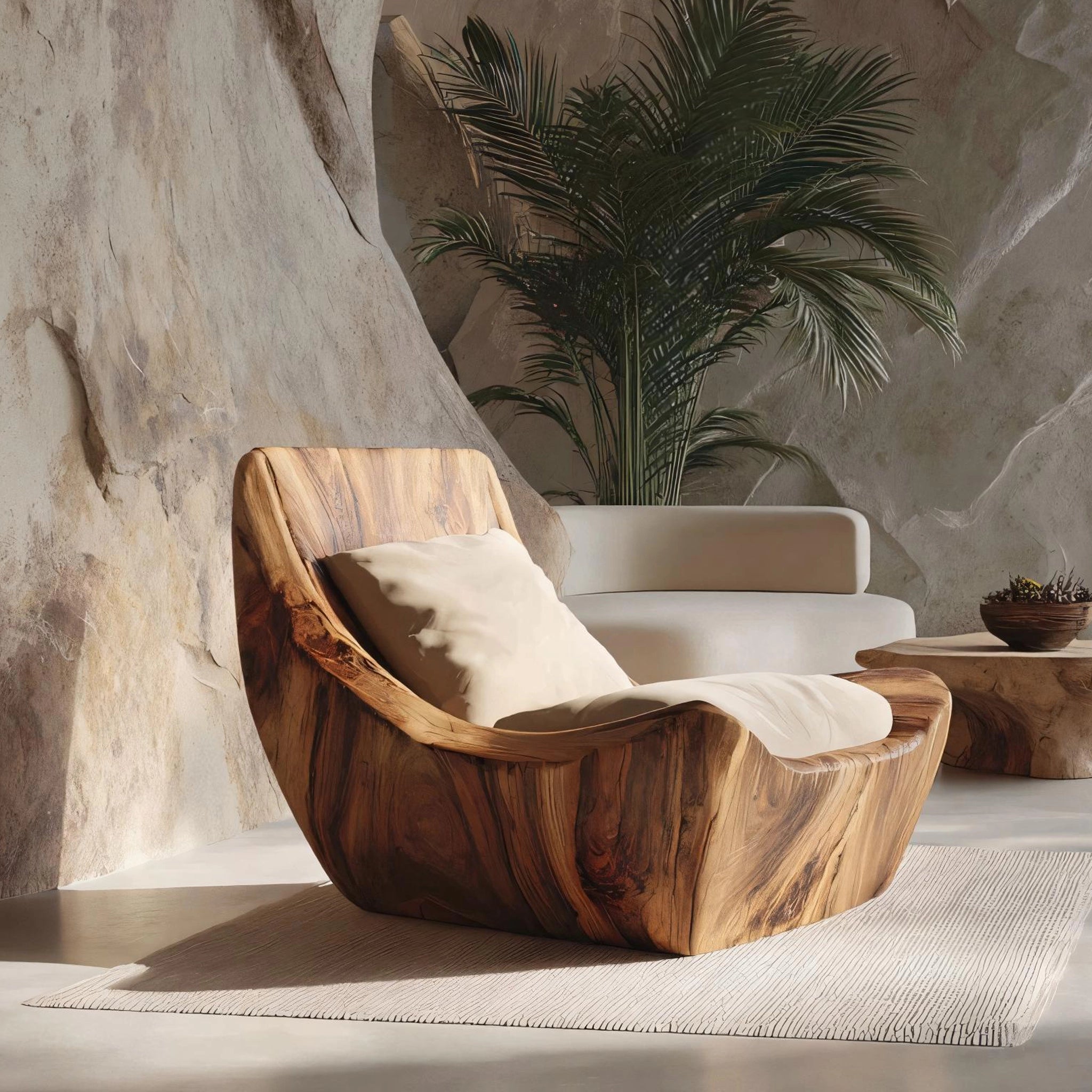 Solid Wood Reclining Lounge Chair for Contemporary Interiors