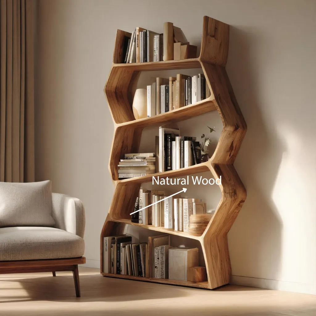Angular Solid Wood Bookshelf for Contemporary Interiors
