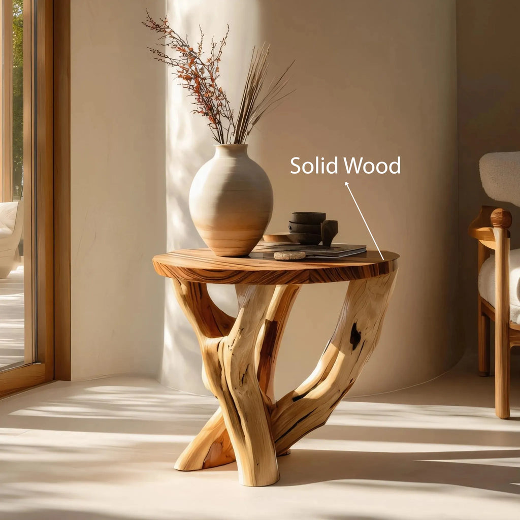 Sculptural Solid Wood Side Table for Modern Interiors