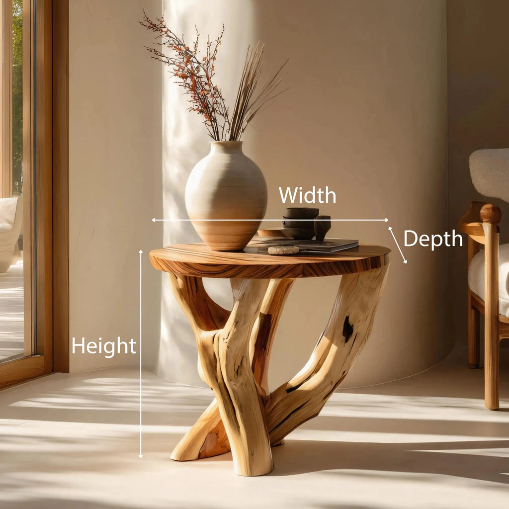 Sculptural Solid Wood Side Table for Modern Interiors