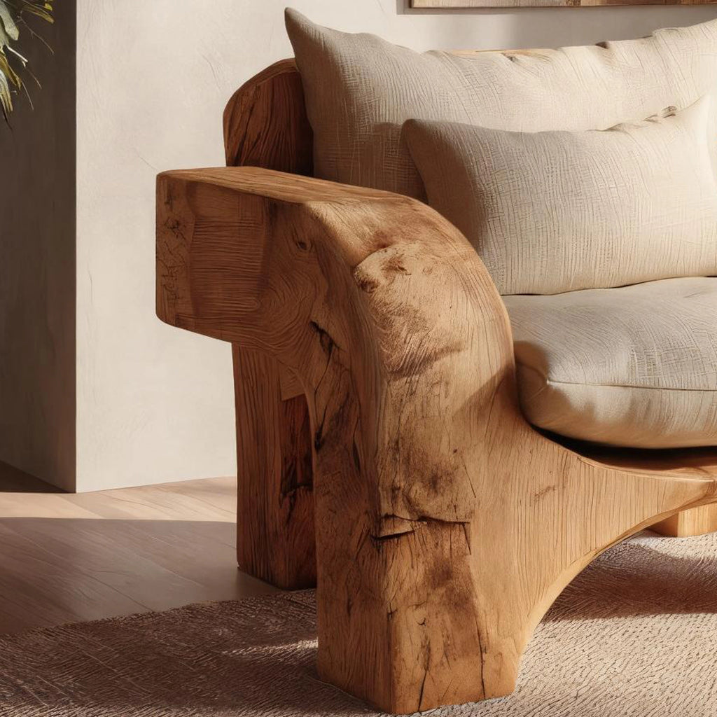 Sculptural Solid Wood Lounge Chair for Organic Modern Living