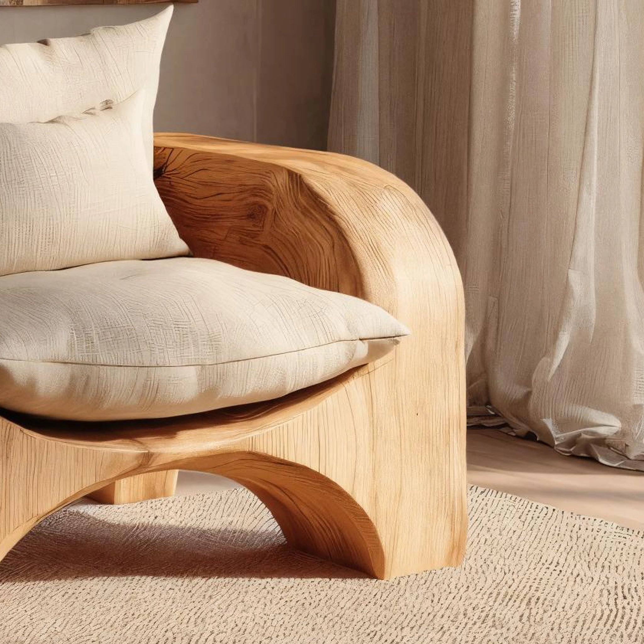 Sculptural Solid Wood Lounge Chair for Organic Modern Living