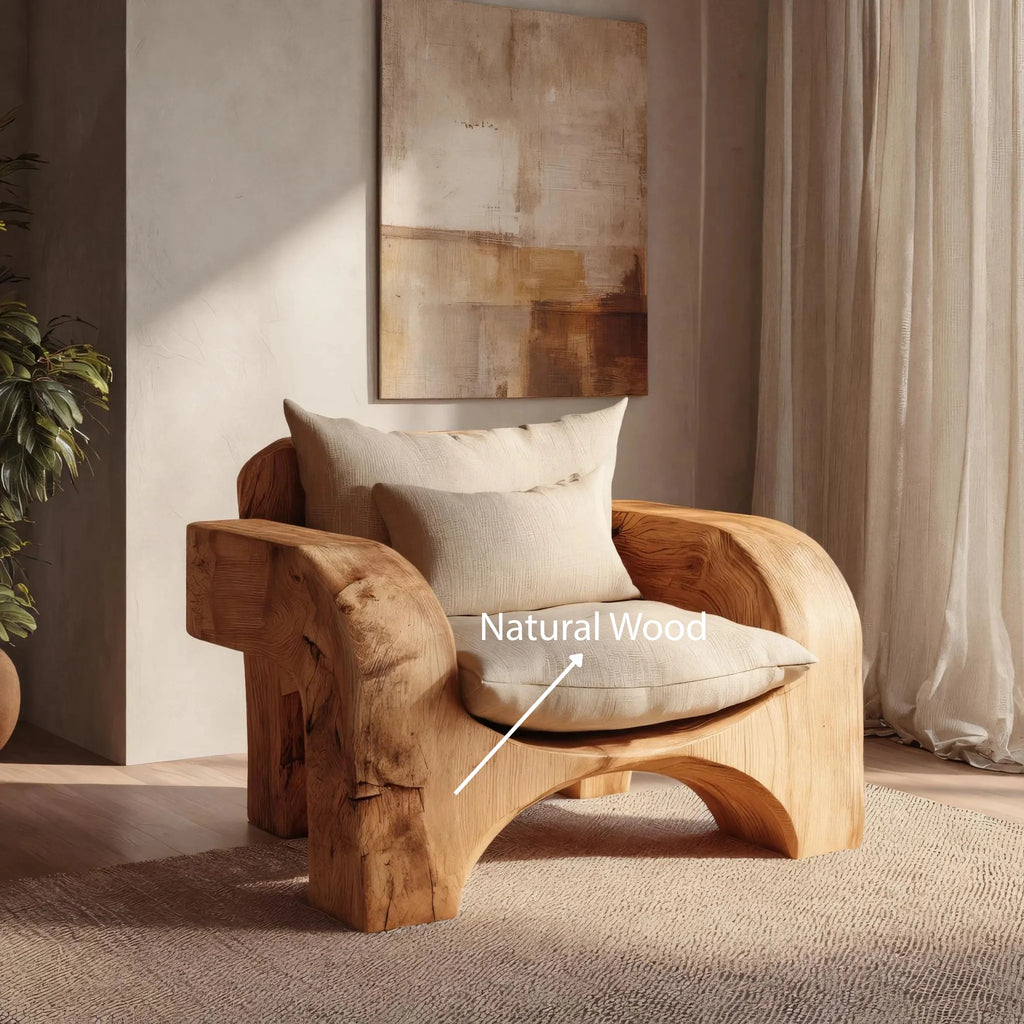 Sculptural Solid Wood Lounge Chair for Organic Modern Living