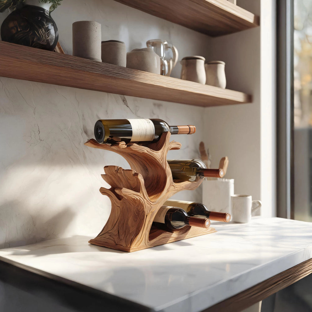Branch-Inspired Solid Wood Wine Rack for Modern Homes