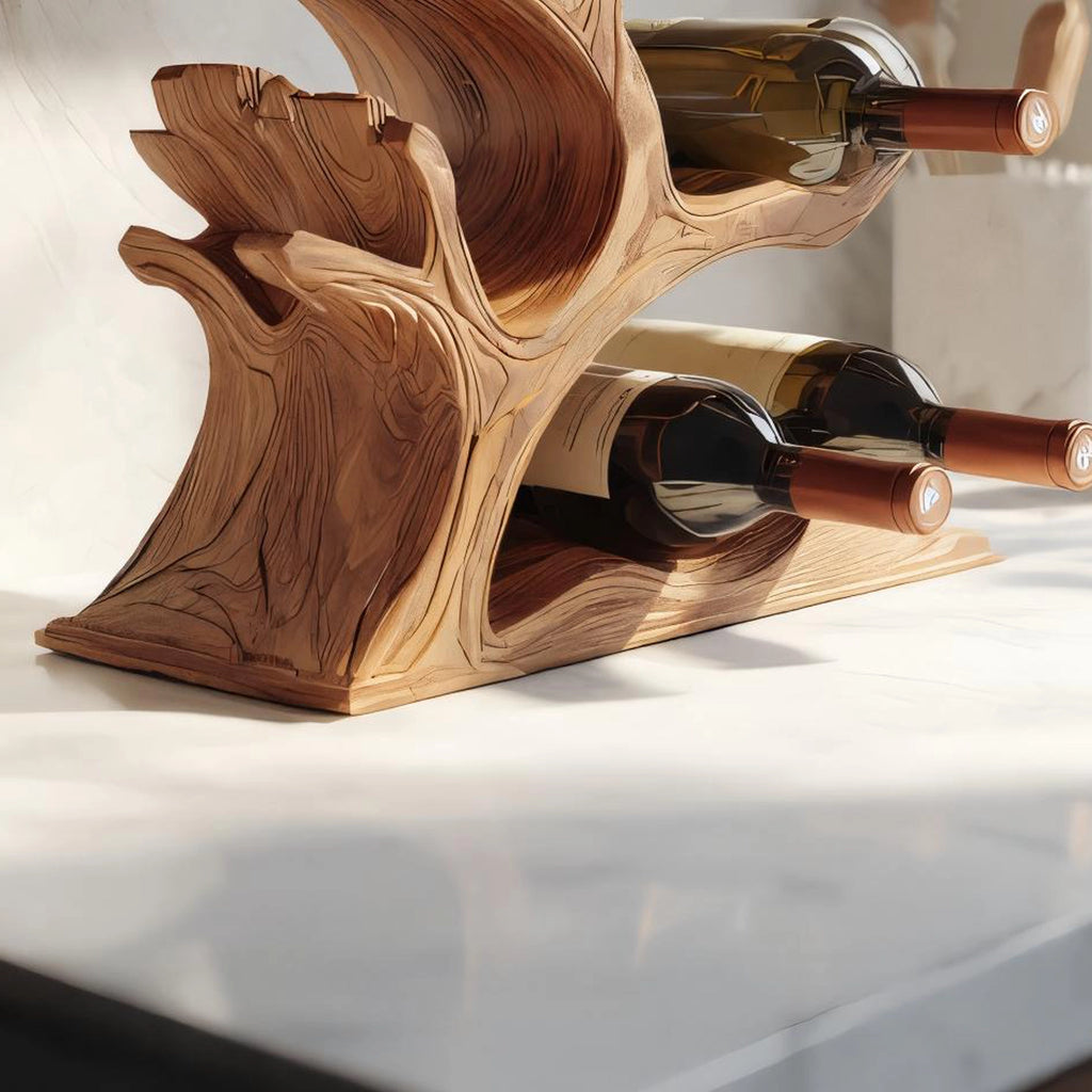 Branch-Inspired Solid Wood Wine Rack for Modern Homes