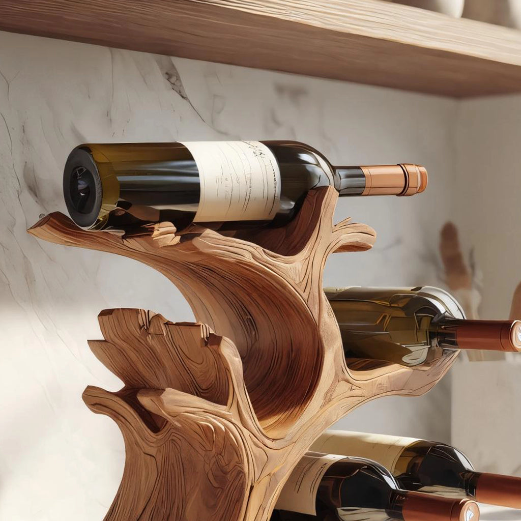 Branch-Inspired Solid Wood Wine Rack for Modern Homes