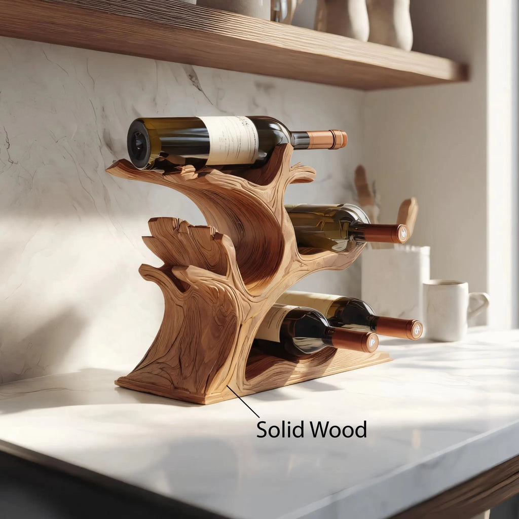 Branch-Inspired Solid Wood Wine Rack for Modern Homes