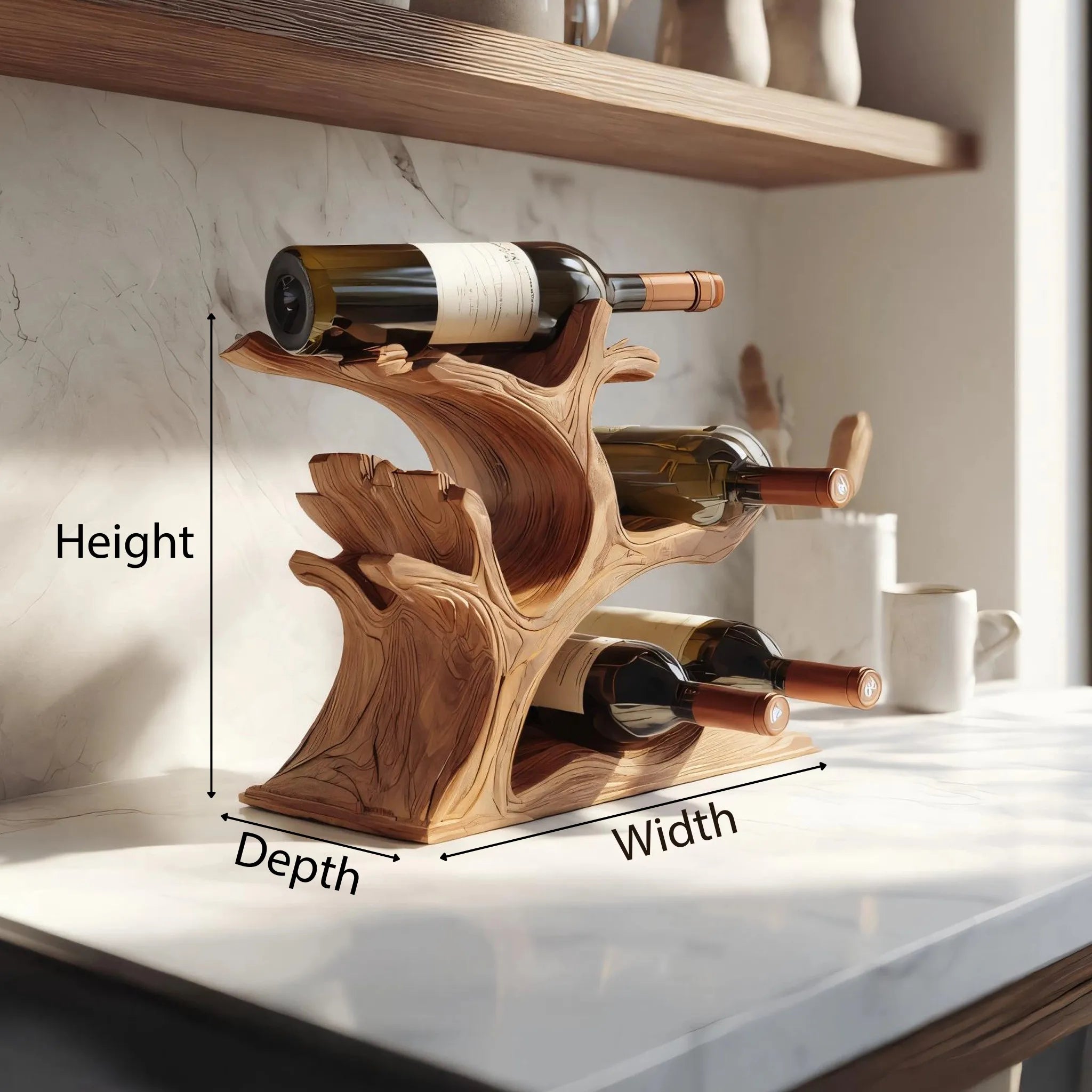 Branch-Inspired Solid Wood Wine Rack for Modern Homes