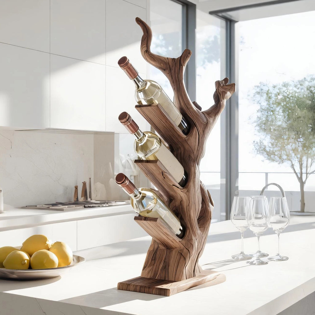 Tree Form Solid Wood Wine Rack for Contemporary Kitchens
