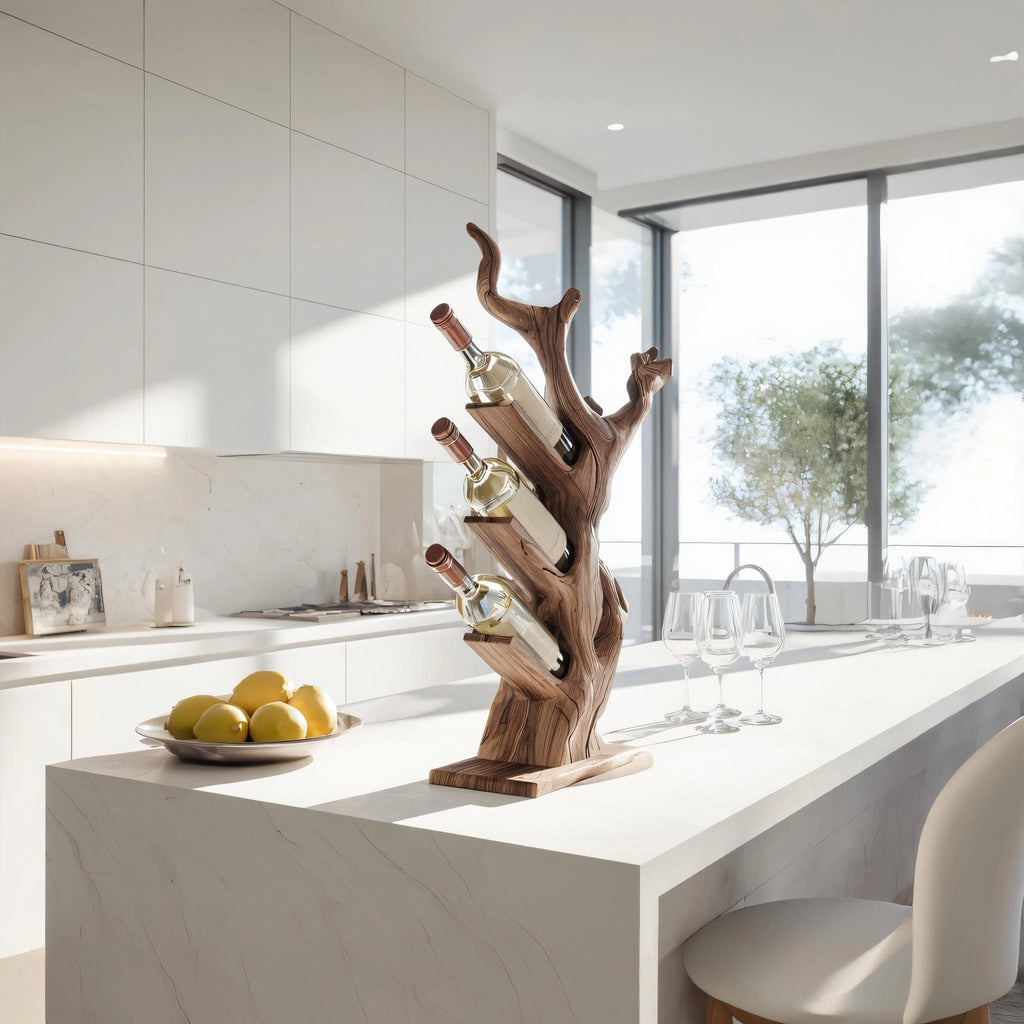 Tree Form Solid Wood Wine Rack for Contemporary Kitchens