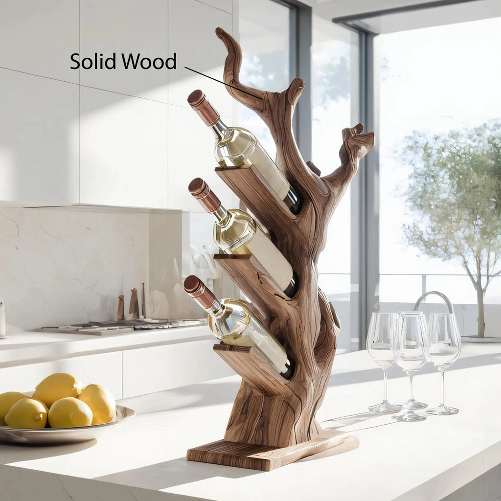 Tree Form Solid Wood Wine Rack for Contemporary Kitchens