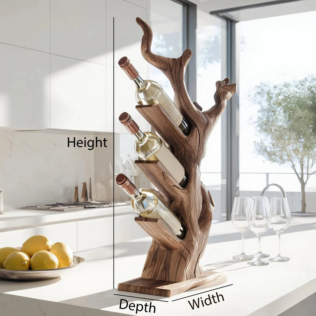 Tree Form Solid Wood Wine Rack for Contemporary Kitchens