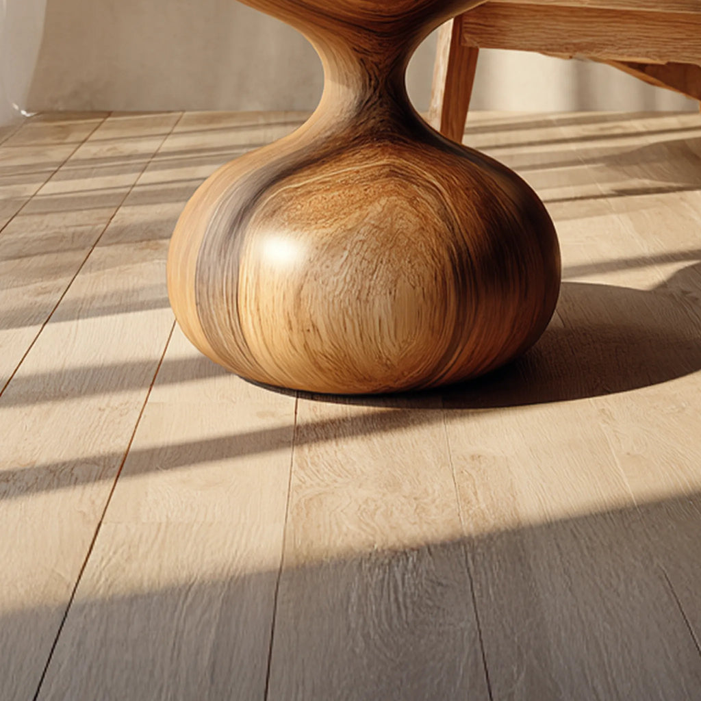 Hourglass Solid Wood Pedestal Side Table for Modern Homes