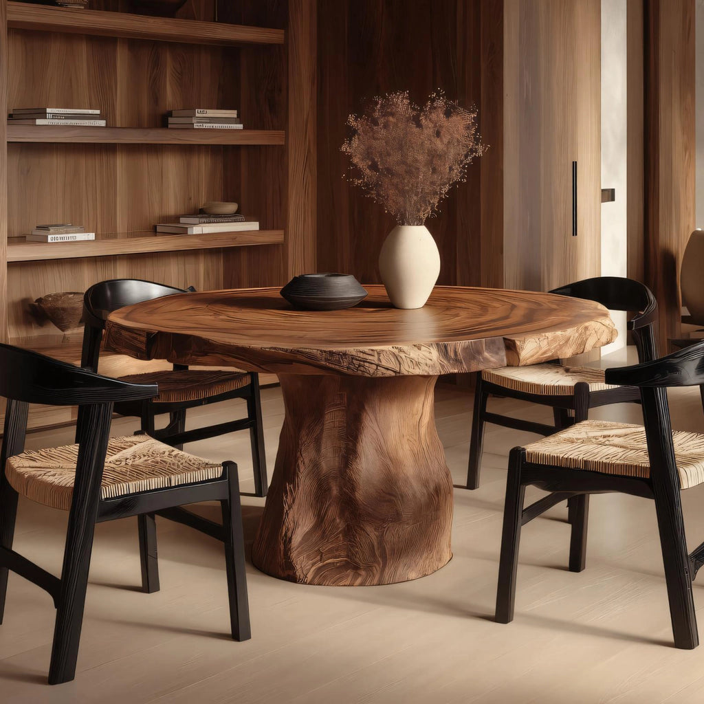 Live-Edge Solid Wood Round Dining Table for Modern Interiors