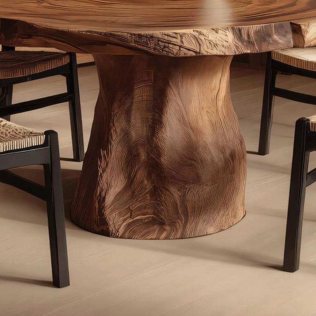 Live-Edge Solid Wood Round Dining Table for Modern Interiors