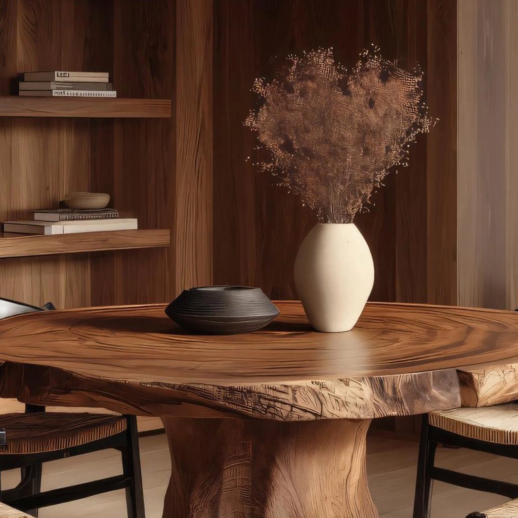 Live-Edge Solid Wood Round Dining Table for Modern Interiors