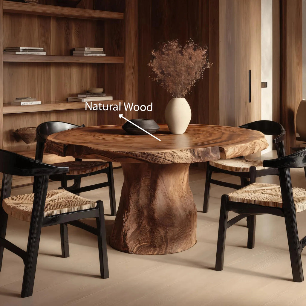 Live-Edge Solid Wood Round Dining Table for Modern Interiors