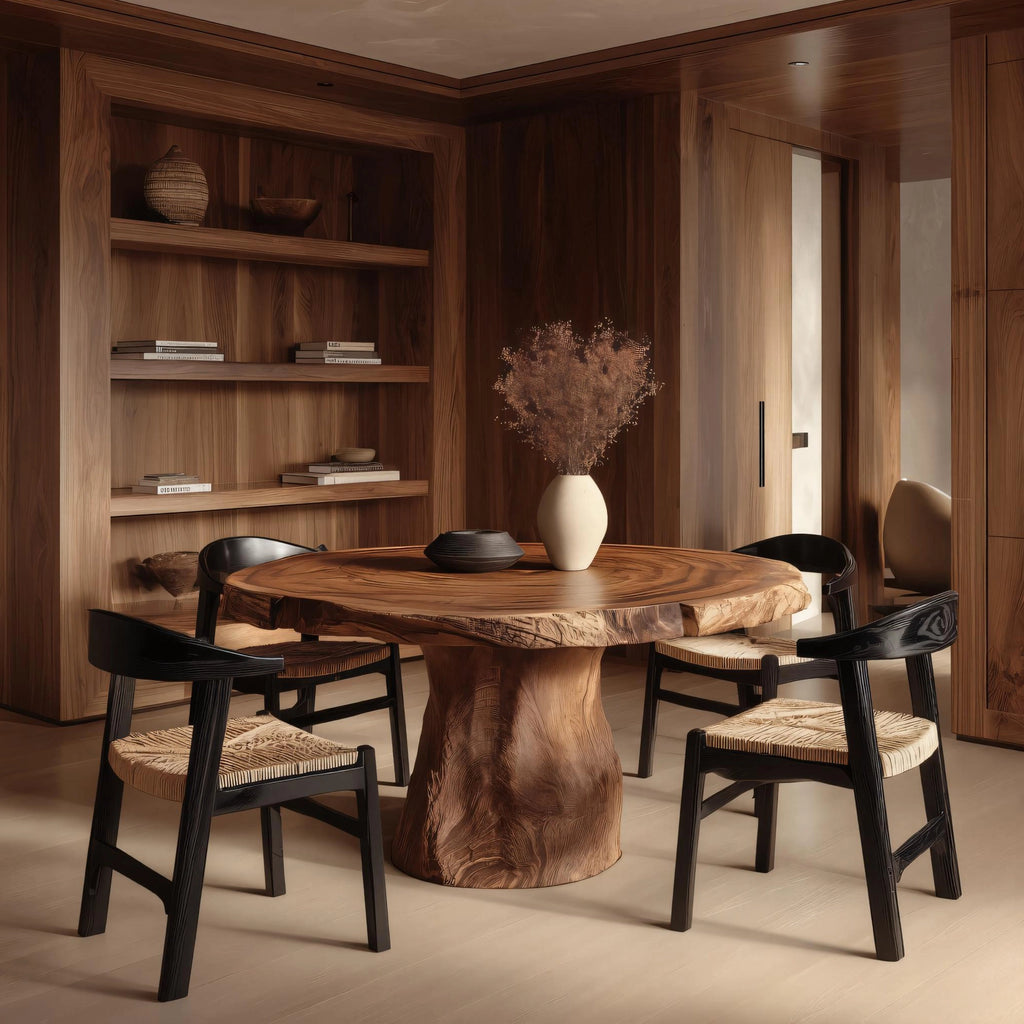 Live-Edge Solid Wood Round Dining Table for Modern Interiors