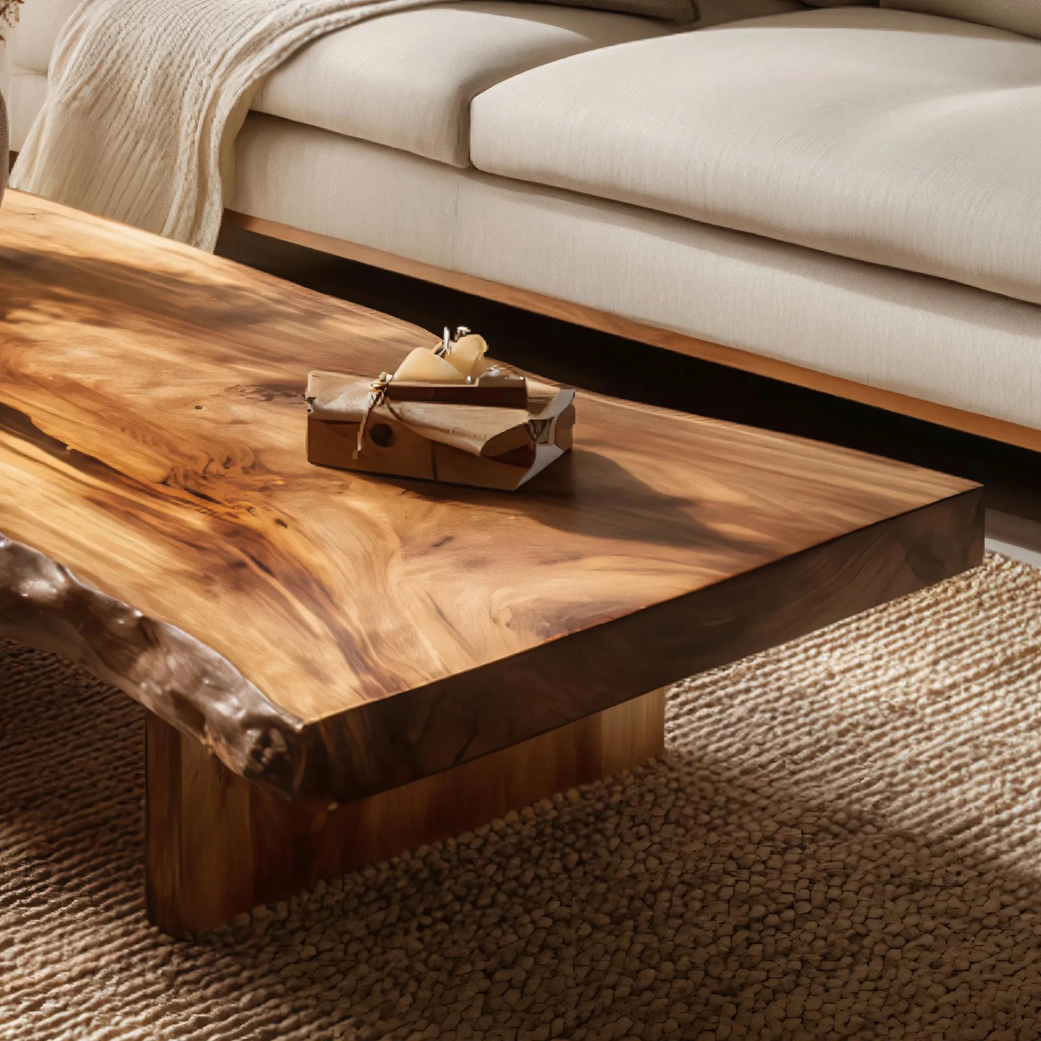 Low Live-Edge Solid Wood Coffee Table for Serene Living