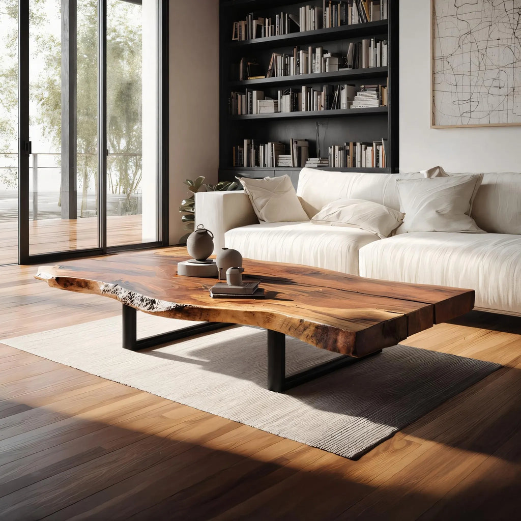 Live-Edge Solid Wood Coffee Table for Modern Living Spaces