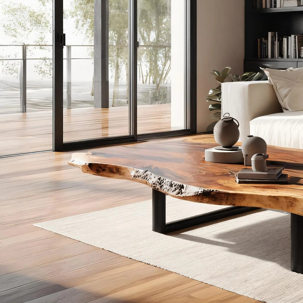 Live-Edge Solid Wood Coffee Table for Modern Living Spaces