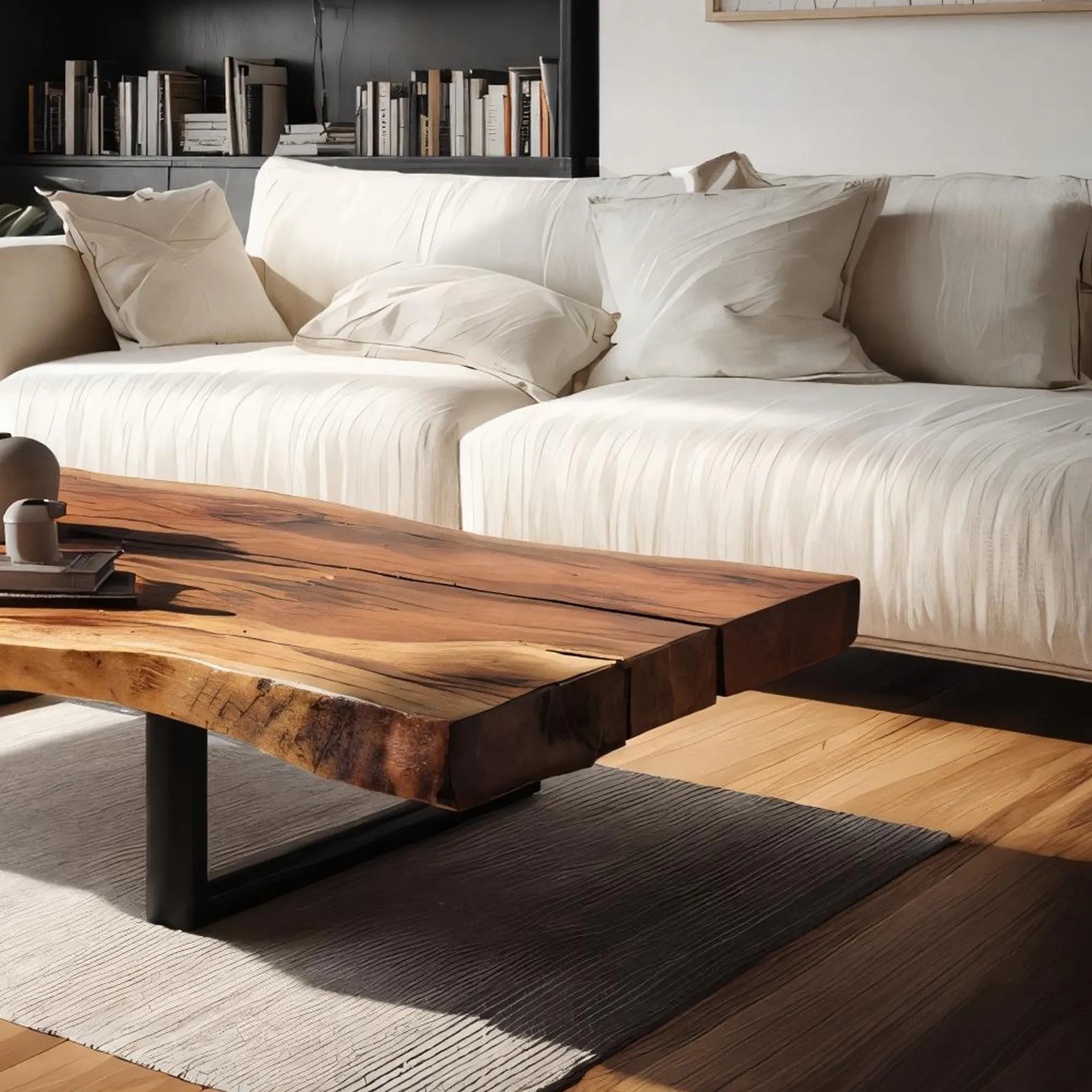 Live-Edge Solid Wood Coffee Table for Modern Living Spaces