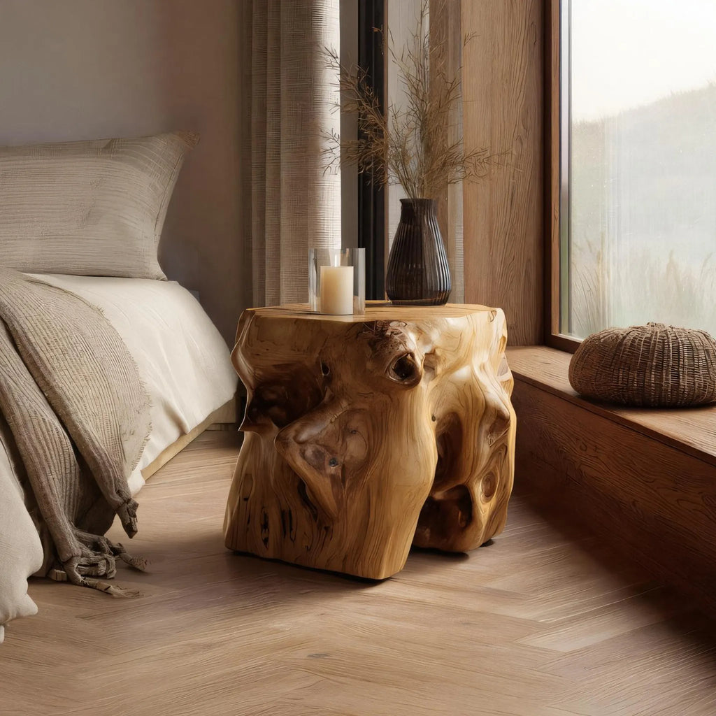 Natural Solid Wood Stump Side Table for Modern Interiors