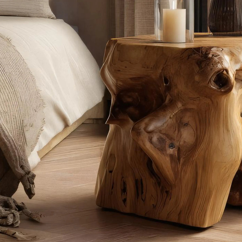 Natural Solid Wood Stump Side Table for Modern Interiors