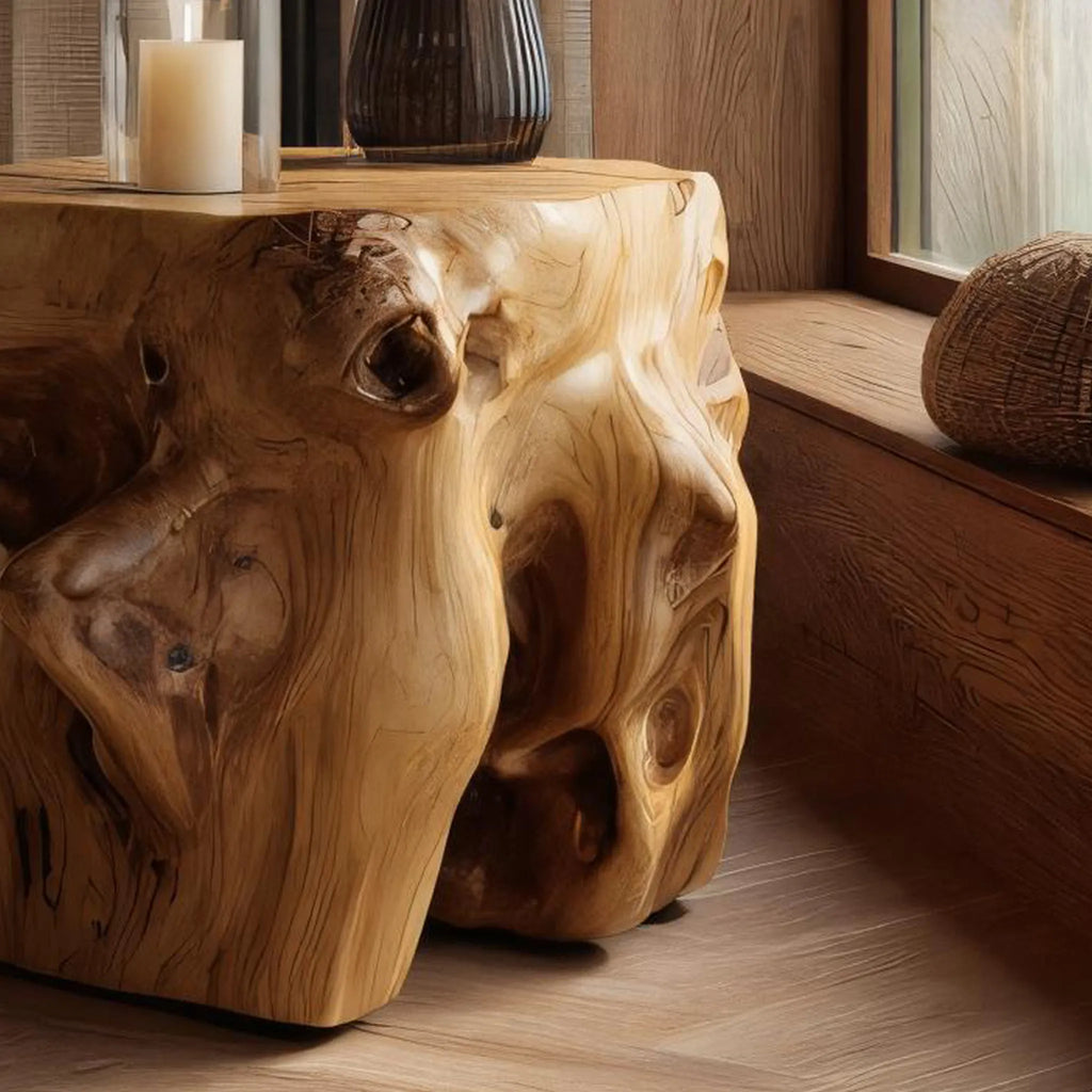 Natural Solid Wood Stump Side Table for Modern Interiors