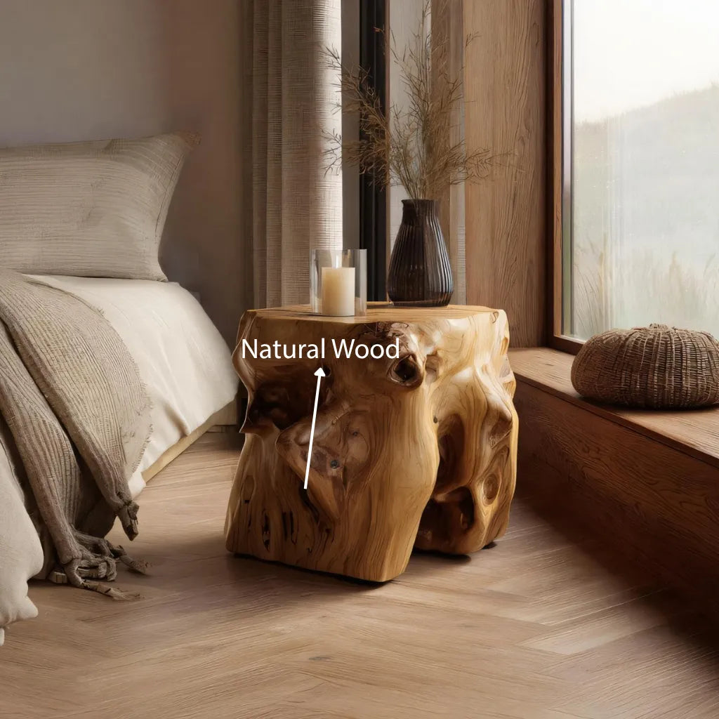 Natural Solid Wood Stump Side Table for Modern Interiors