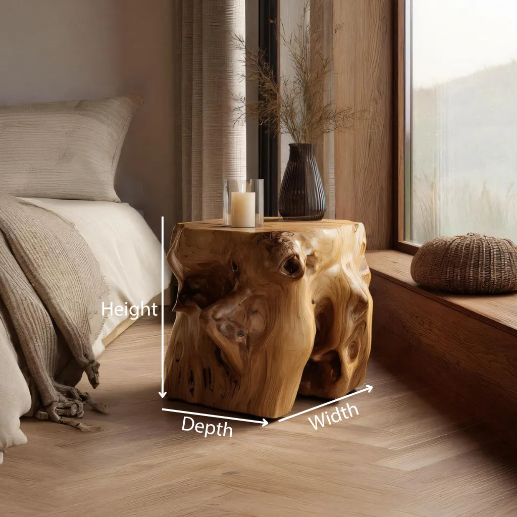 Natural Solid Wood Stump Side Table for Modern Interiors