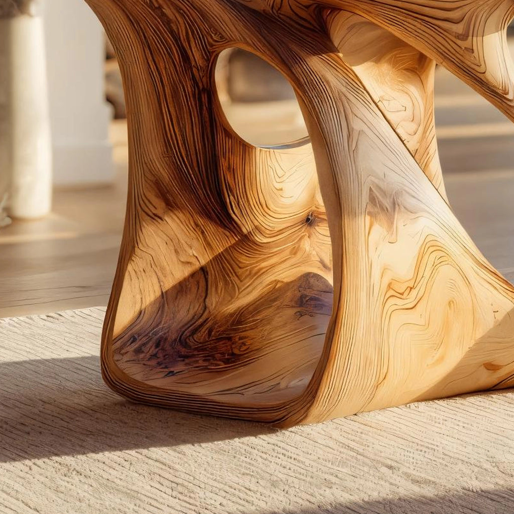 Sculptural Natural Wood Accent Stool for Modern Interiors