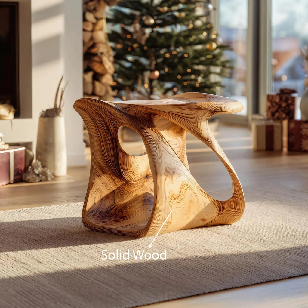 Sculptural Natural Wood Accent Stool for Modern Interiors