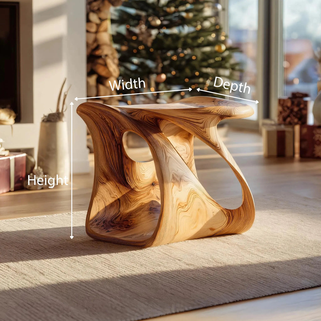 Sculptural Natural Wood Accent Stool for Modern Interiors