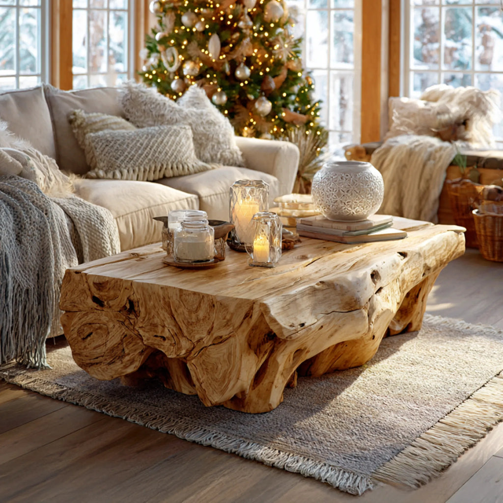 Organic Root Solid Wood Coffee Table for Cozy Living Rooms