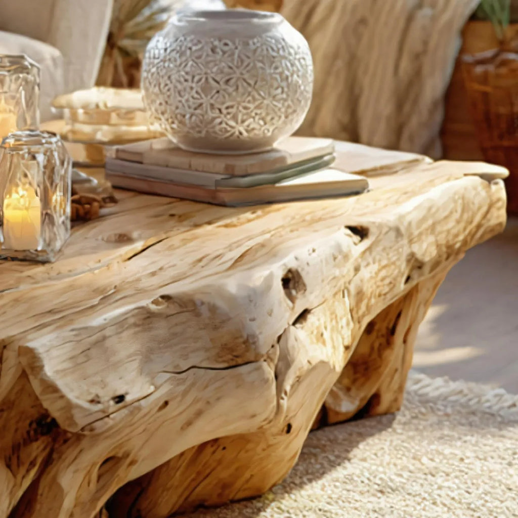 Organic Root Solid Wood Coffee Table for Cozy Living Rooms