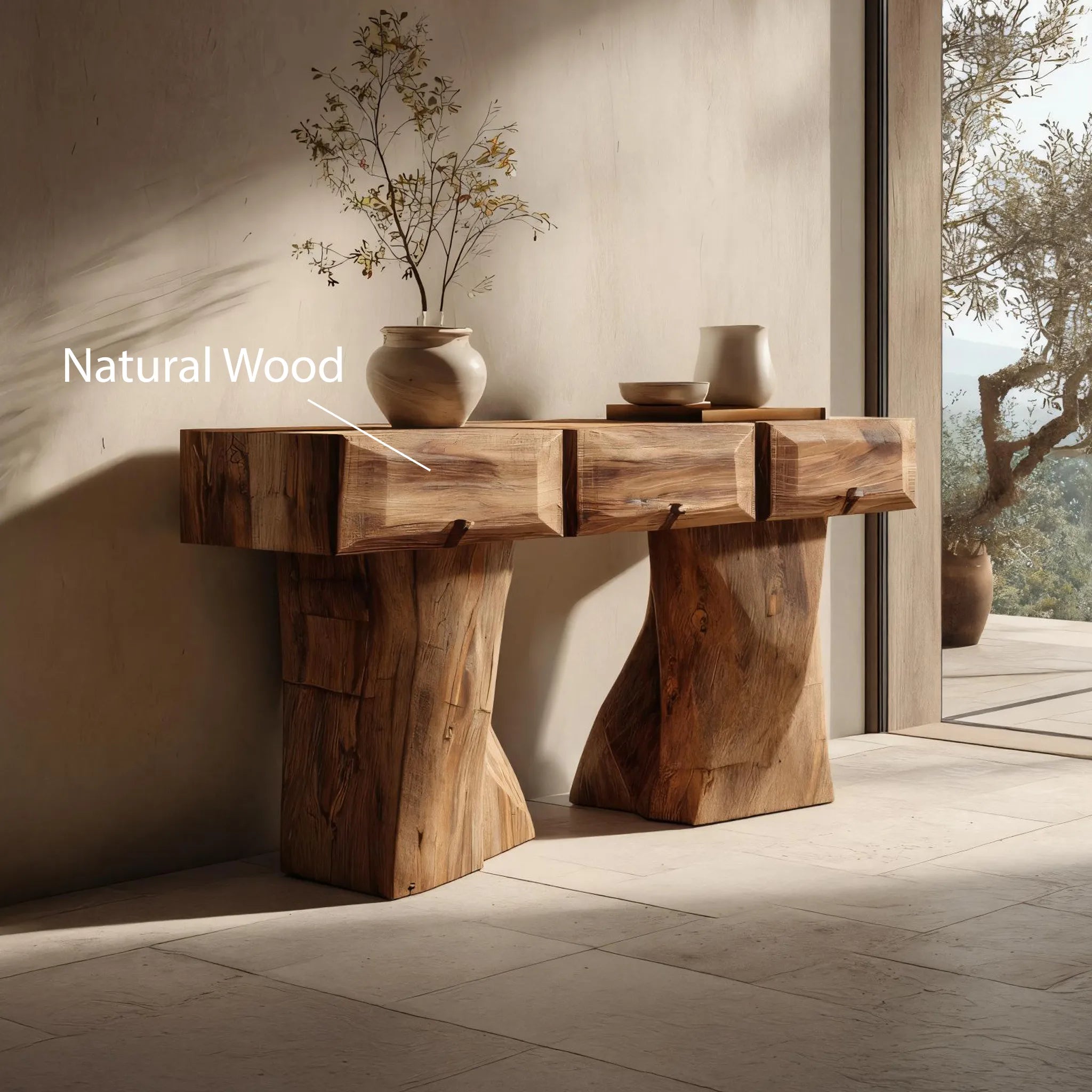 Solid Wood Pedestal Console Table for Modern Entryways