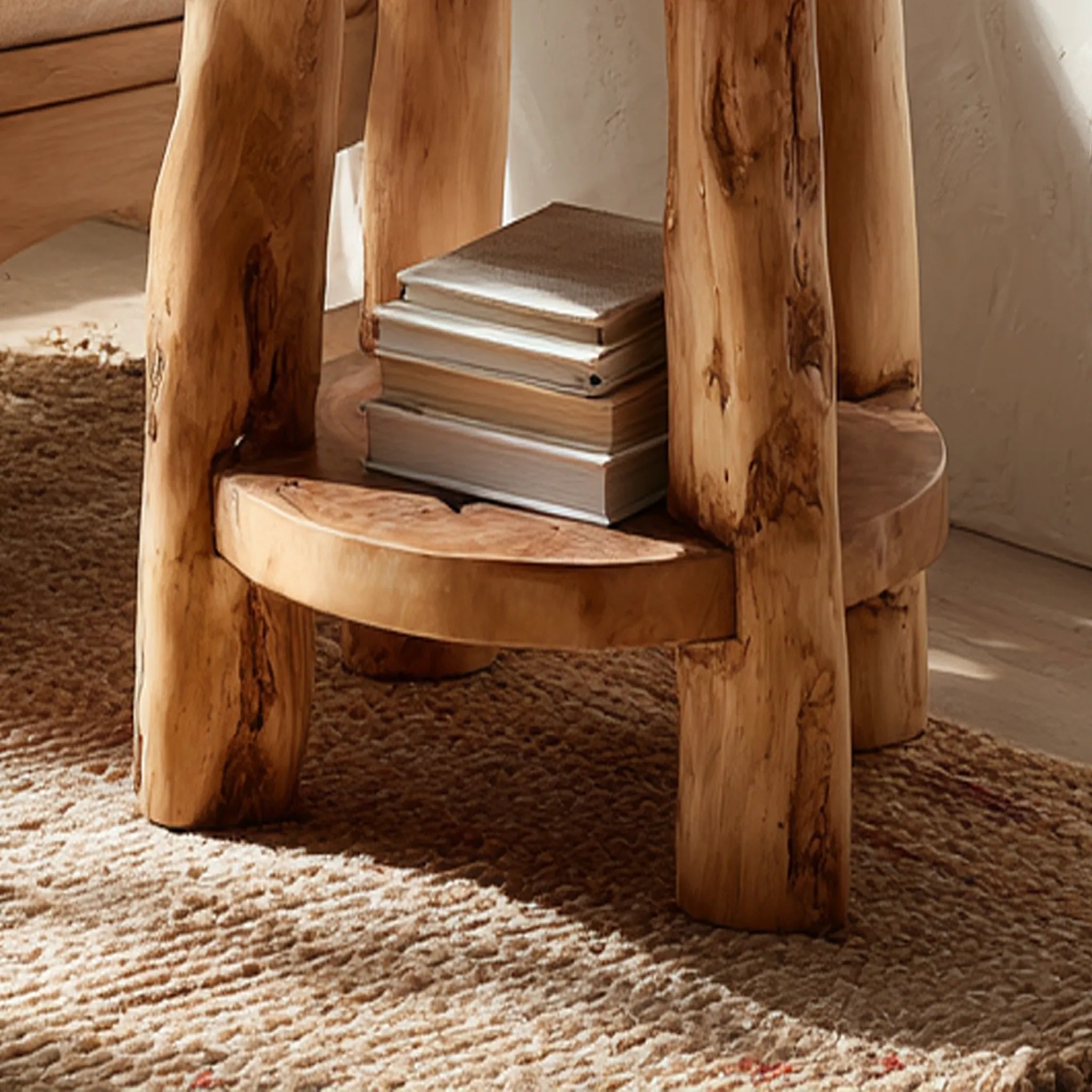 Live-Edge Solid Wood Round Side Table for Cozy Corners