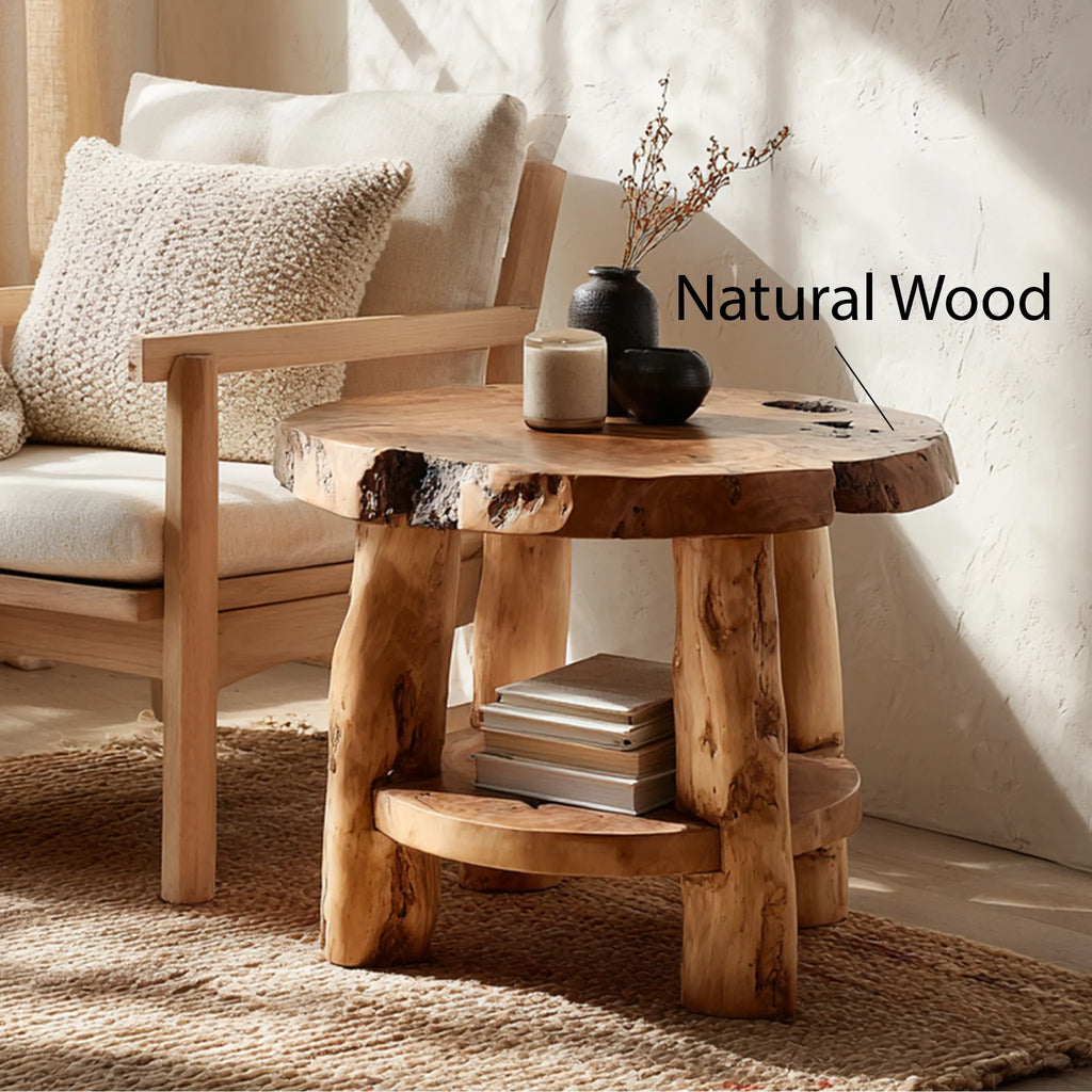 Live-Edge Solid Wood Round Side Table for Cozy Corners