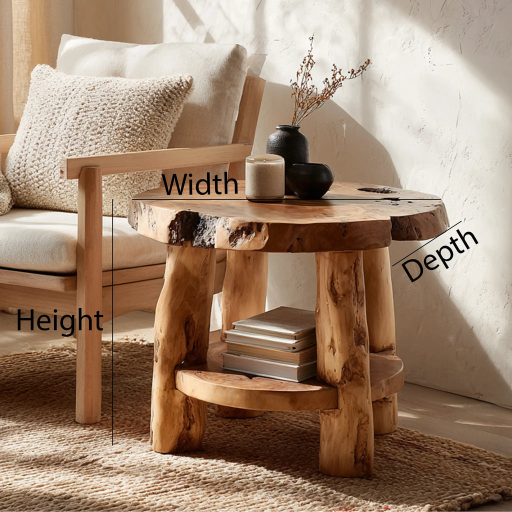 Live-Edge Solid Wood Round Side Table for Cozy Corners