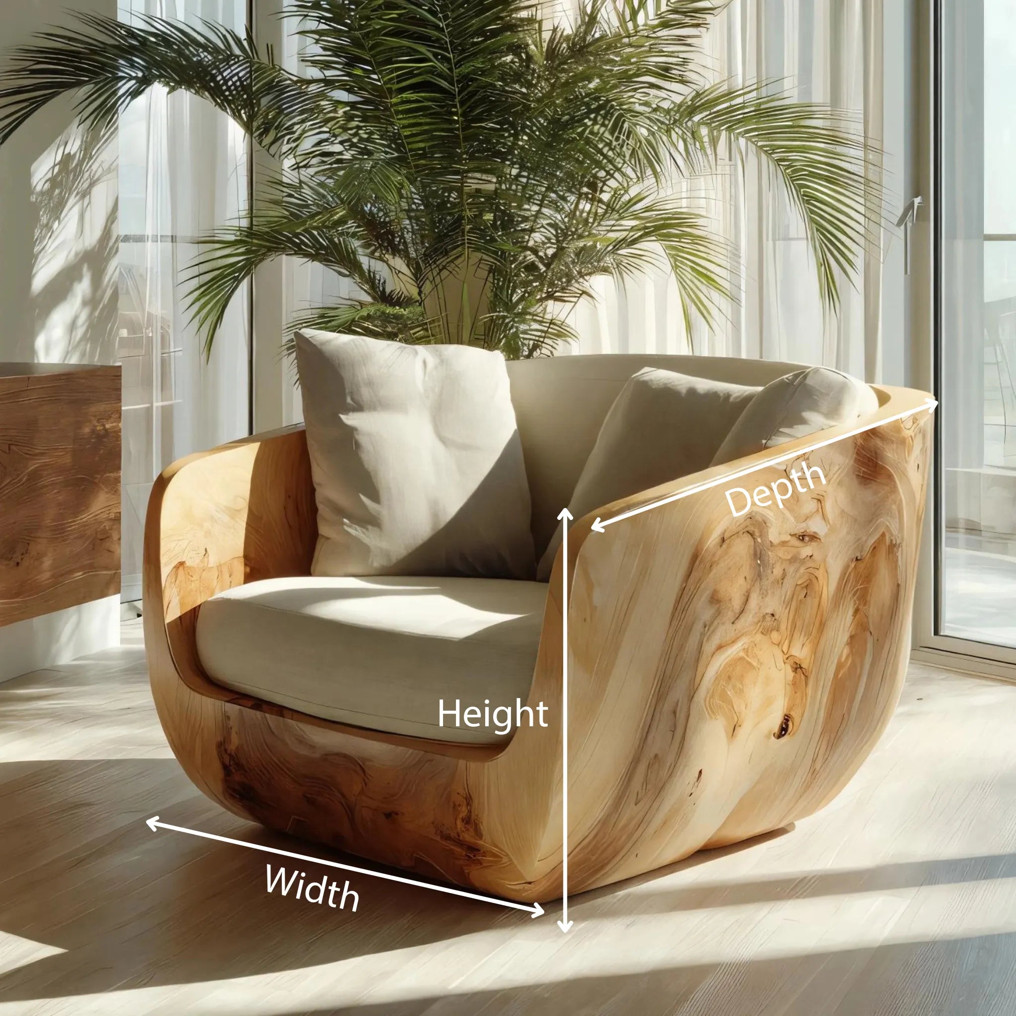 Solid Wood Shell Lounge Chair for Organic Modern Living