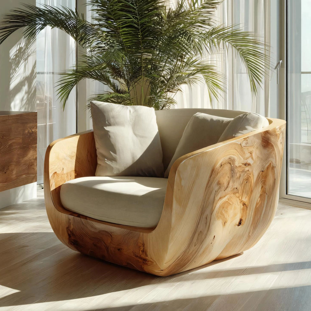 Solid Wood Shell Lounge Chair for Organic Modern Living