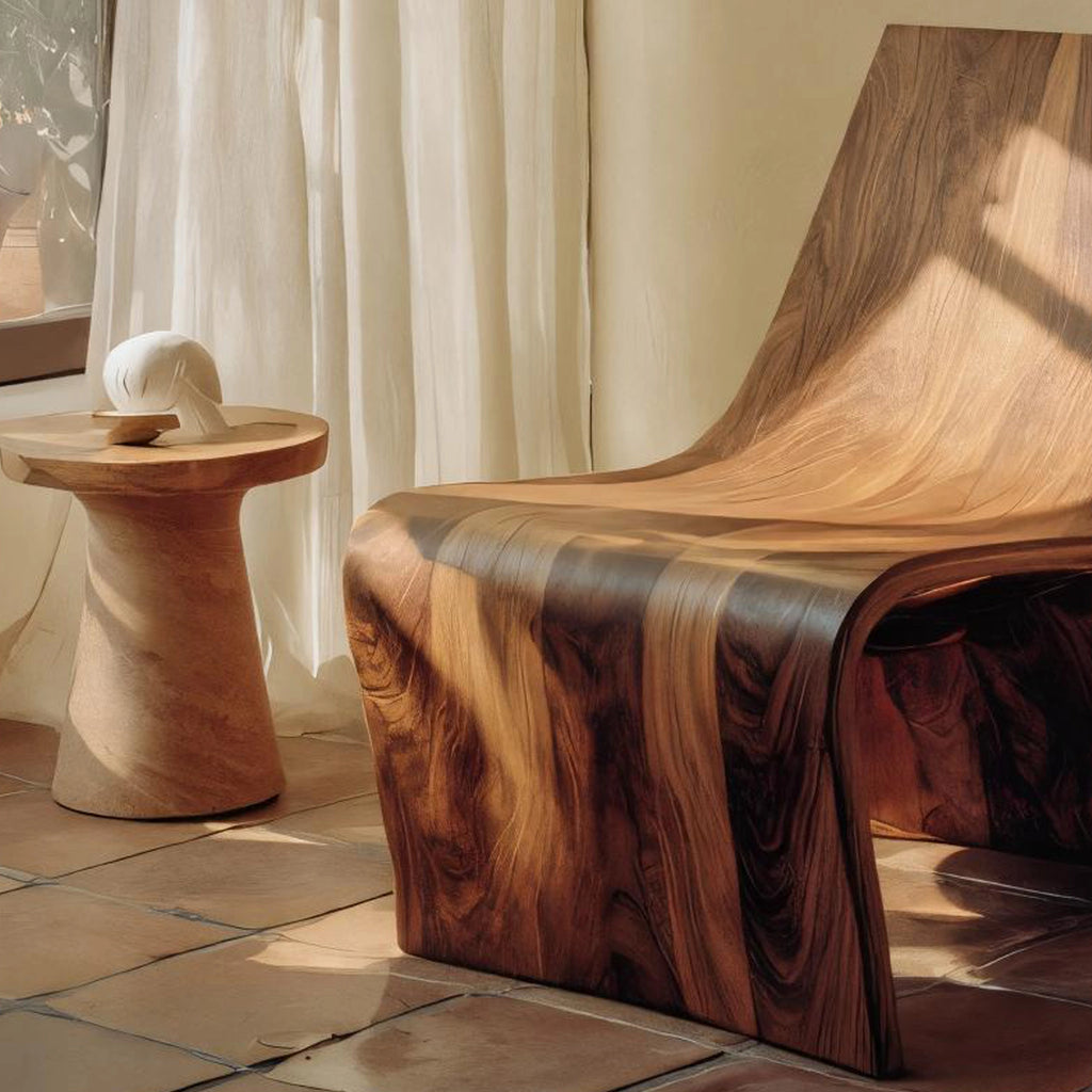 Low Profile Solid Wood Accent Chair for Modern Living