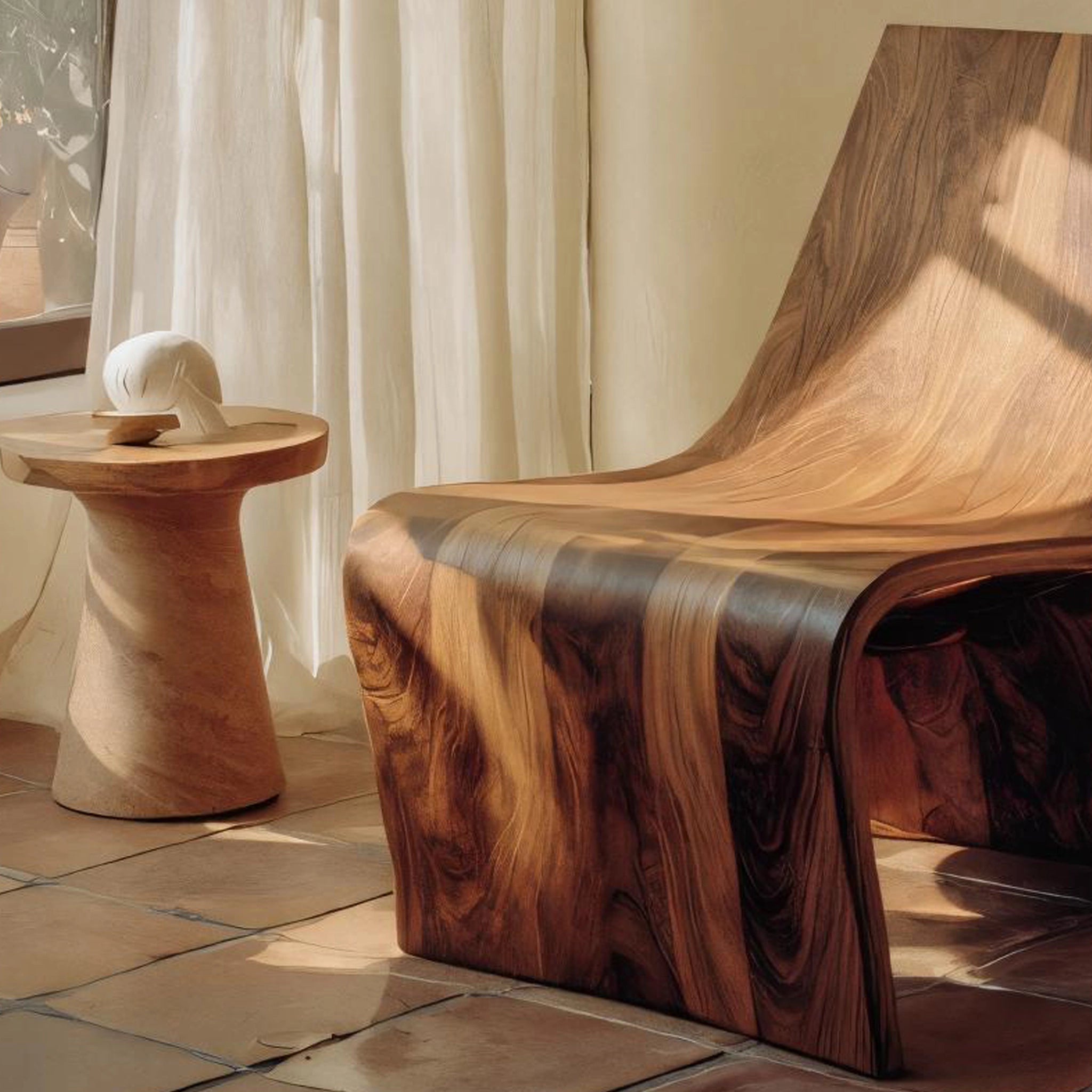 Low Profile Solid Wood Accent Chair for Modern Living