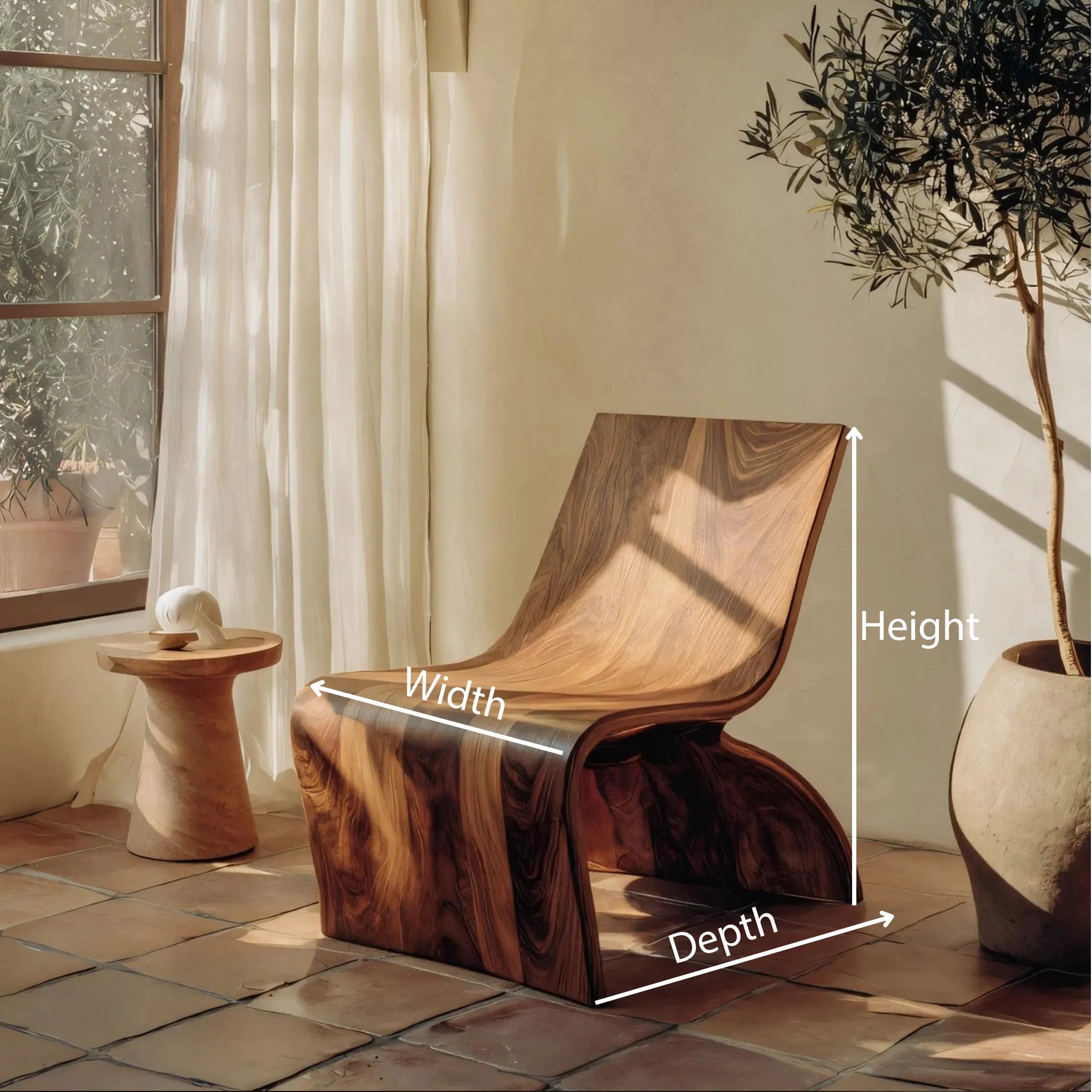 Low Profile Solid Wood Accent Chair for Modern Living