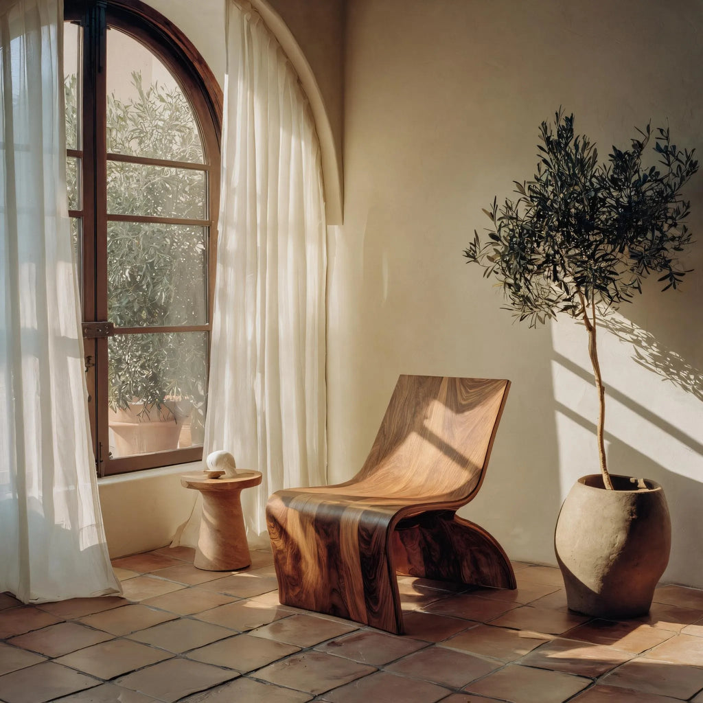 Low Profile Solid Wood Accent Chair for Modern Living