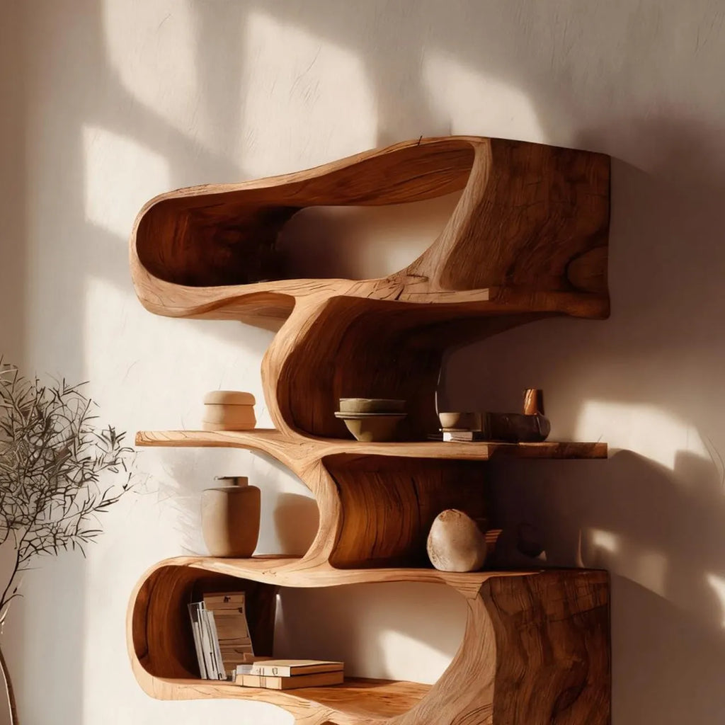 Organic Solid Wood Display Bookshelf for Modern Homes