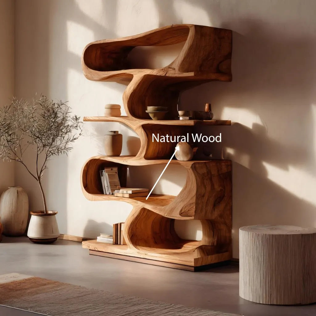 Organic Solid Wood Display Bookshelf for Modern Homes