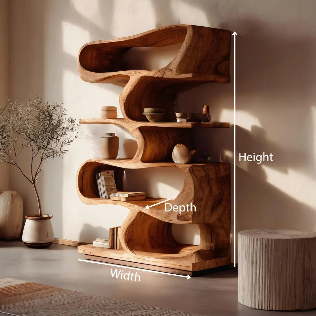 Organic Solid Wood Display Bookshelf for Modern Homes