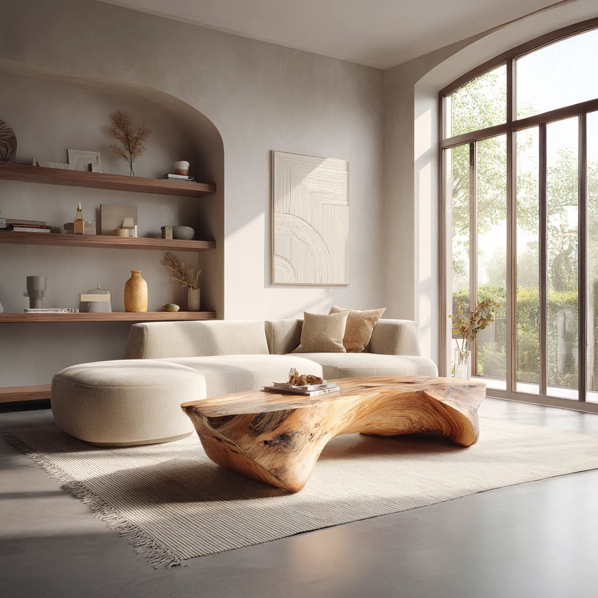 Flowing Solid Wood Coffee Table for Minimalist Living